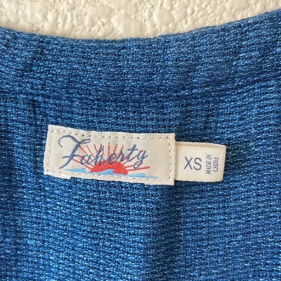 Faherty Isha Linen Shirt Dress XS Indigo Lagenlook Beachy Minimalist Boho Dress - Picture 7 of 15